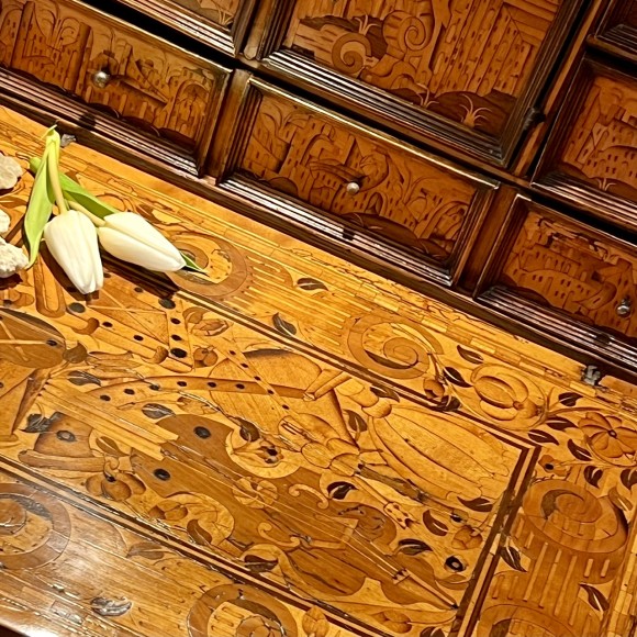 cabinet décor marqueté fleurs, oiseaux, musique et – Image 7