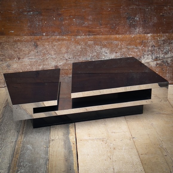 Table basse vintage inox par Philippe Jean