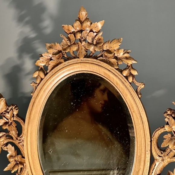 Psyché Bois Sculpté Travail De Brienz Suisse – Image 3