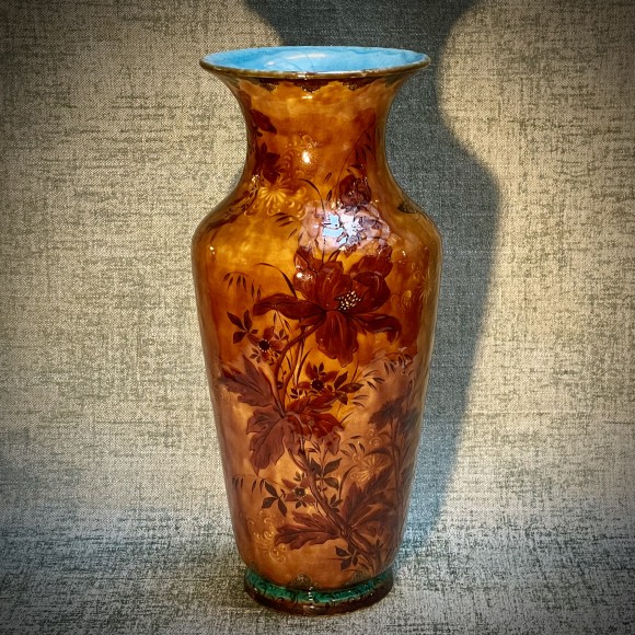 Grand vase  céramique fond  nièlé signé Th.Deck