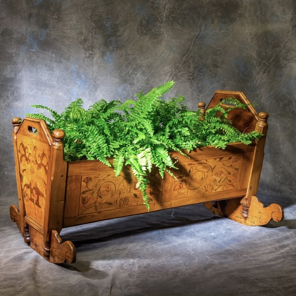 Berceau Marqueté Fleurs Et Armoiries 18 ème – Image 3