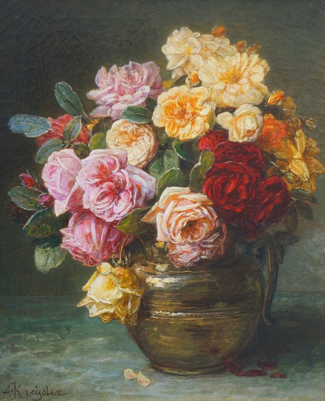 Fleurs au vase de cuivre