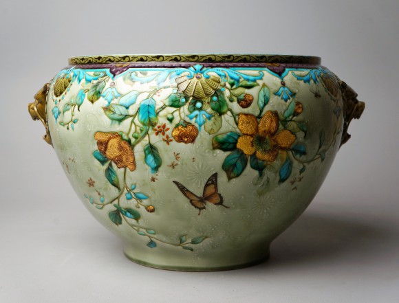 GRANDE JARDINIÈRE DÉCOR JAPONISANT SIGNÉE DECK