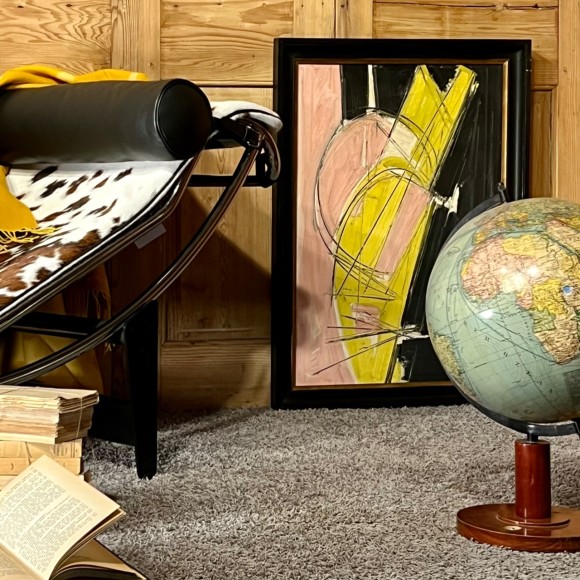 Abstraction tricolore signée Marcel Recher