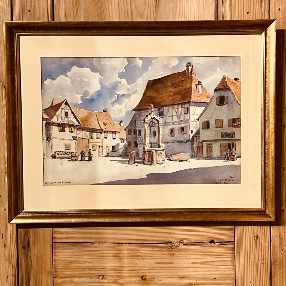 Sainte Croix en plaine aquarelle signée Hansi – Image 4