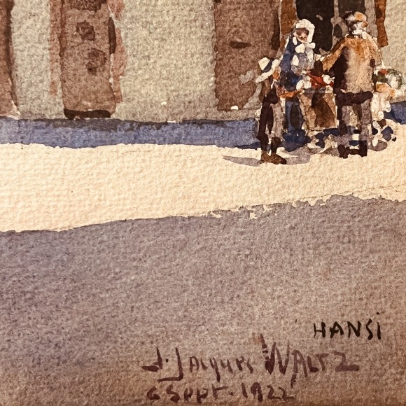 Sainte Croix en plaine aquarelle signée Hansi – Image 5