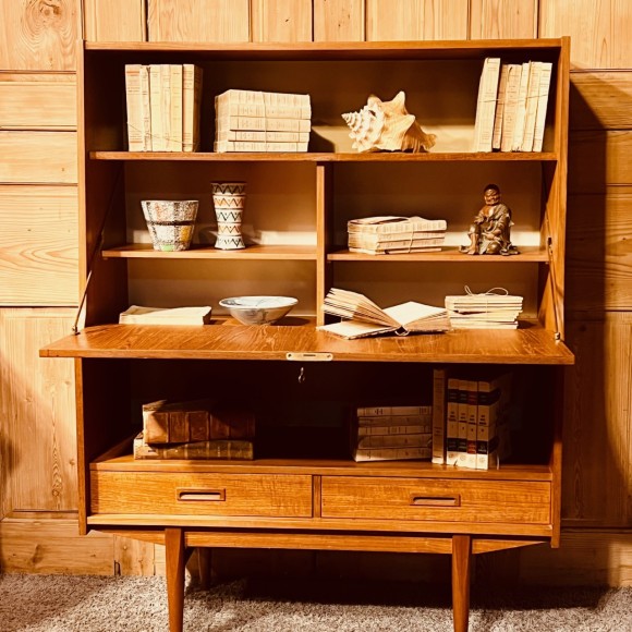 Bibliothèque secretaire vintage design années 1960 – Image 3