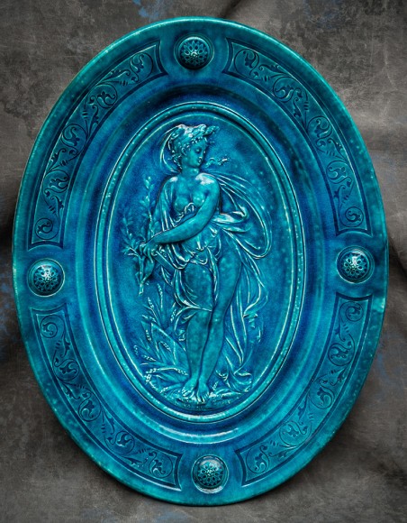 GRAND PLAT OVALE SIGNE THEODORE DECK ET CARRIER