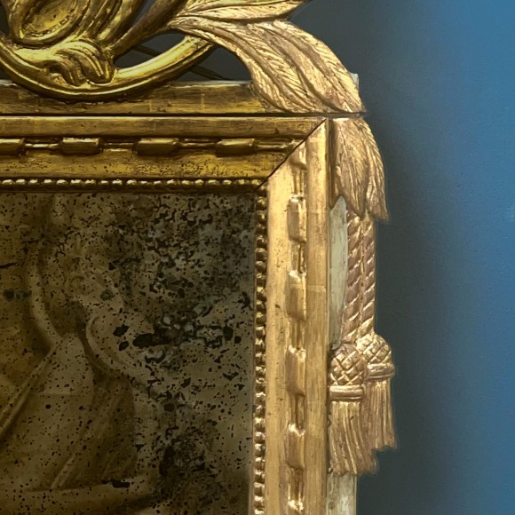 Grand Miroir Louis XVI Bois Doré – Image 4